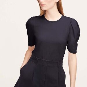 Nwt Rebecca Taylor A-line Puff Sleeve Tee in Navy